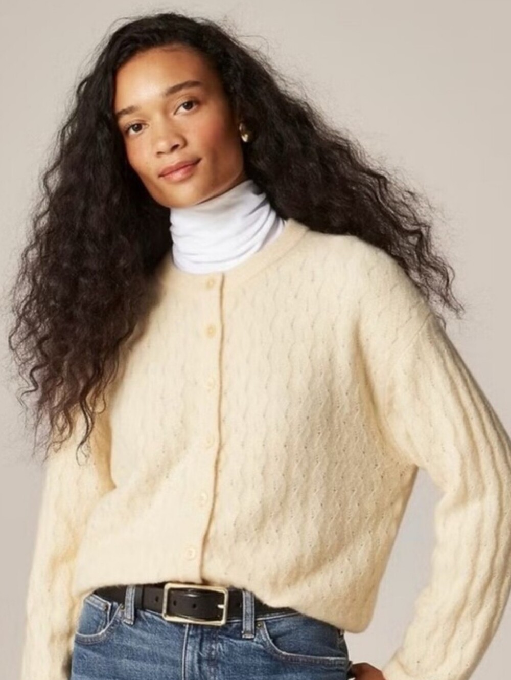 NWT JCREW SUPERSOFT POINTELLE BUBBLE HEM KNIT CARDIGAN